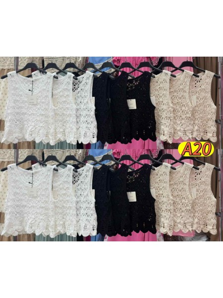 Bluzki damskie Włoski, size uni, paczka 6szt, mix kolor