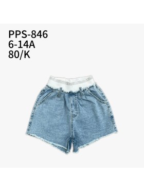 Spodenki jeans dzieciece rozm 6-14 lat, paczka 10szt, 1 kolor