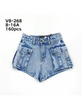 Spodenki jeans dzieciece rozm 8-16 lat, paczka 10szt, 1 kolor