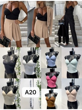 Bluzki damskie Włoski, size uni, paczka 6szt, mix kolor