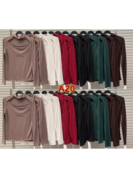 Bluzki damskie Włoski, size uni, paczka 6szt, mix kolor