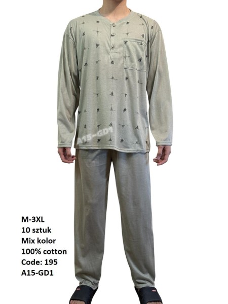 piżama MĘSKA, size m-3xl, paczka 10szt, mix kolor