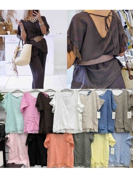 Bluzki damskie Włoskie , Size uni,paczka 6szt,mix kolor