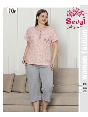 Piżama  damskie tureckie , size 2xl-4xl, paczka 12szt, 1kolor