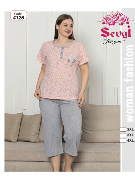 Piżama  damskie tureckie , size 2xl-4xl, paczka 12szt, 1kolor