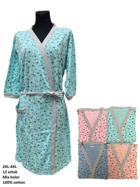 Szlafrok damskie, size 2xl-4xl, paczka 12szt, mix kolor