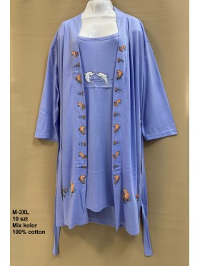 Szlafrok + koszula damskie, size m-3xl, paczka 10szt, mix kolor