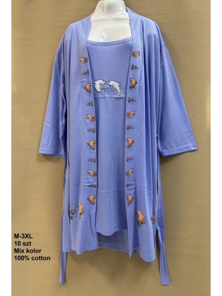 Szlafrok + koszula damskie, size m-3xl, paczka 10szt, mix kolor