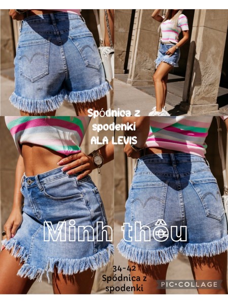 Spódnica krótka Jeansowa damska, size 34-42, paczka 10szt,