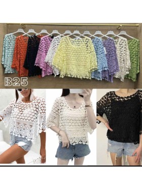 Bluzki damskie wloskie, size uni, paczka 6szt, mix kolor