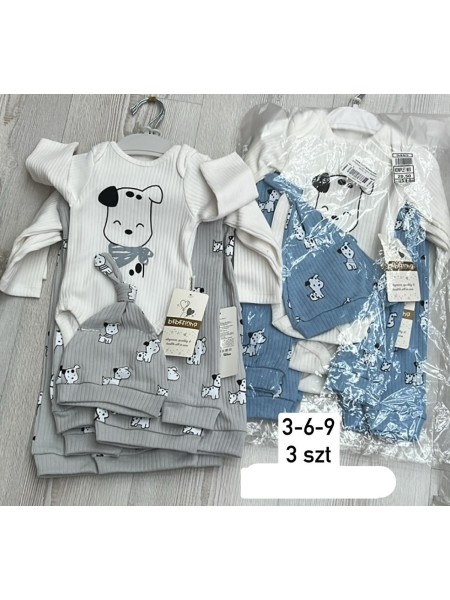 Komplety  DZIECIĘCE , size 3-9m,paczka 3szt, 1 kolor