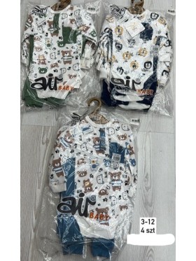 Komplety  DZIECIĘCE , size 3-12m,paczka 4szt, 1 kolor