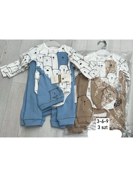 Komplety  DZIECIĘCE , size 3-9m,paczka 3szt, 1 kolor