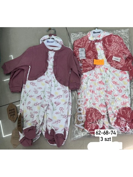 Kombinezon DZIECIĘCE , size 62-74,paczka 3szt, 1 kolor