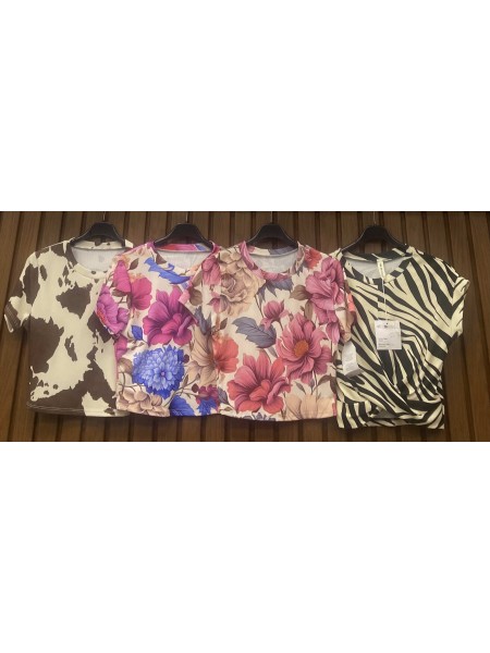 Bluzki damskie wloskie, size uni, paczka 6szt, mix kolor