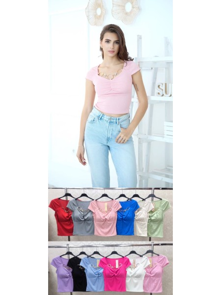 Bluzki damskie wloskie, size uni, paczka 6szt, mix kolor