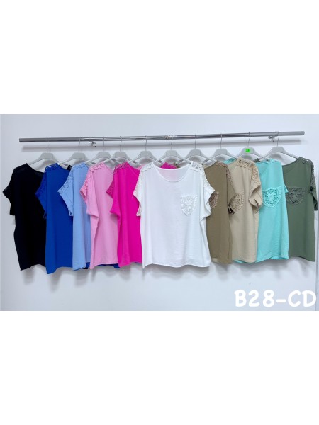 Bluzki damskie Włoskie , Size uni,paczka 6szt,mix kolor