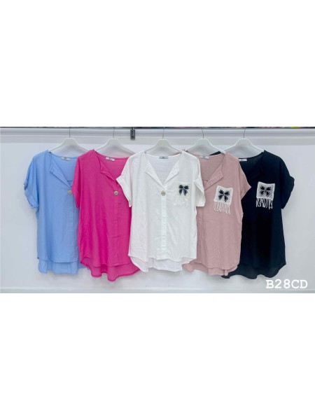 Bluzki damskie Włoskie , Size uni,paczka 6szt,mix kolor
