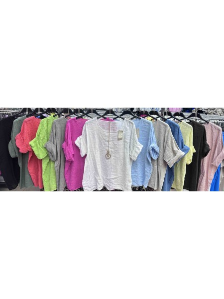 Bluzki damskie Włoskie , Size uni,paczka 6szt,mix kolor
