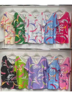 Bluzki damskie Włoskie , Size uni,paczka 6szt,mix kolor