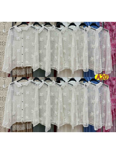 Bluzki damskie wloskie, size uni, paczka 6szt, 1 kolor
