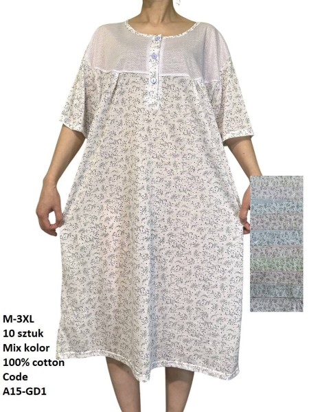 Koszule nocne damskie , size m-3xl, paczka 10szt, mix kolor