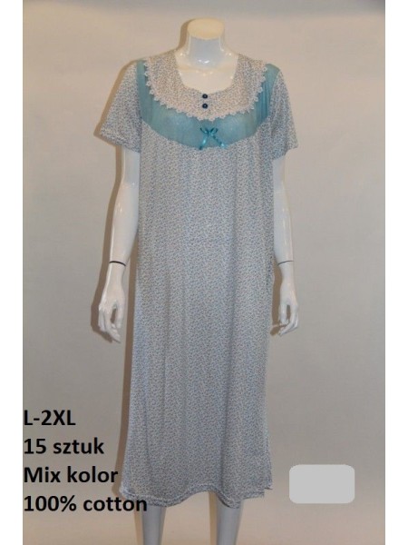 Koszule nocne damskie , size l-2xl, paczka 15szt, mix kolor