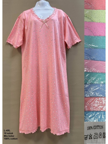 Koszule nocne damskie , size l-4xl, paczka 10szt, mix kolor