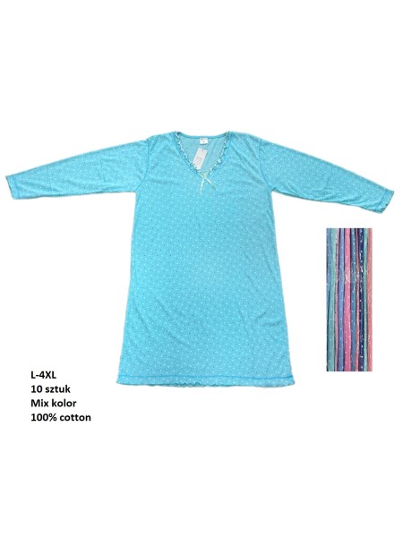 Koszule nocne damskie , size l-4xl, paczka 10szt, mix kolor