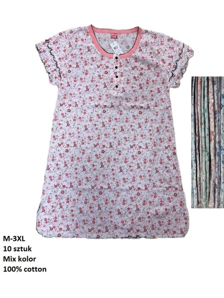 Koszule nocne damskie , size m-3xl, paczka 10szt, mix kolor