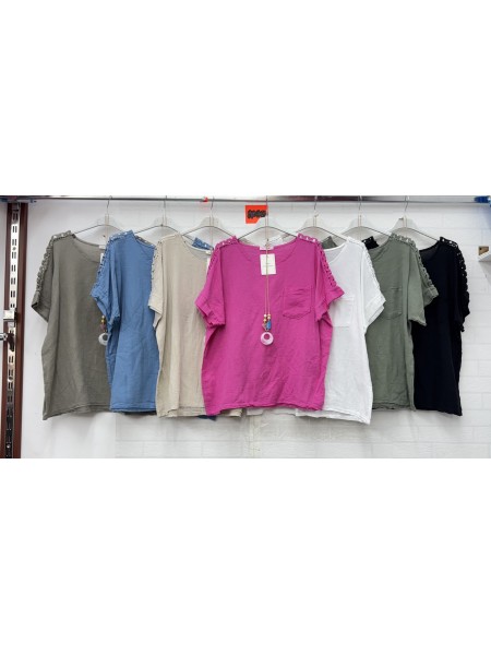 Bluzki damskie wloskie, size uni, paczka 6szt, mix kolor