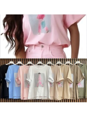 Bluzki damskie wloskie, size uni, paczka 6szt, mix kolor
