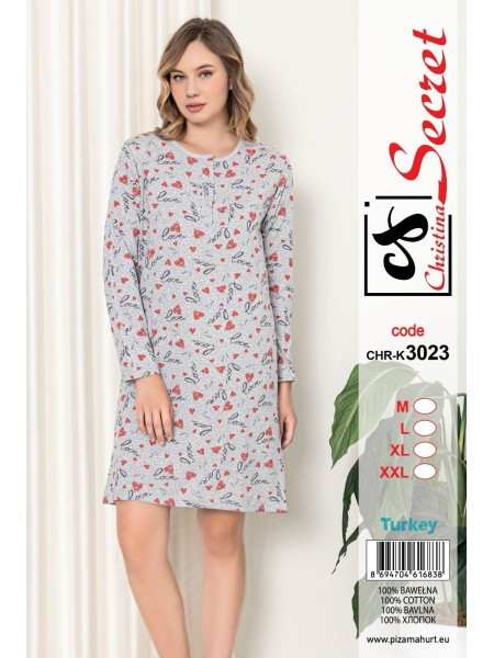 Koszule nocne damskie tureckie , size m-2xl, paczka 12szt, 1kolor