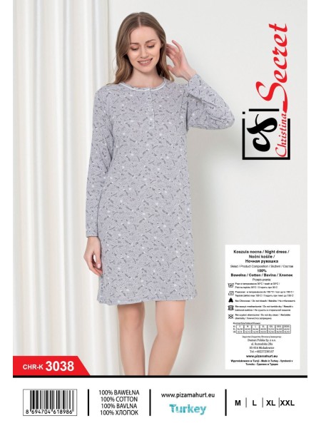 Koszule nocne damskie tureckie , size m-2xl, paczka 12szt, 1kolor