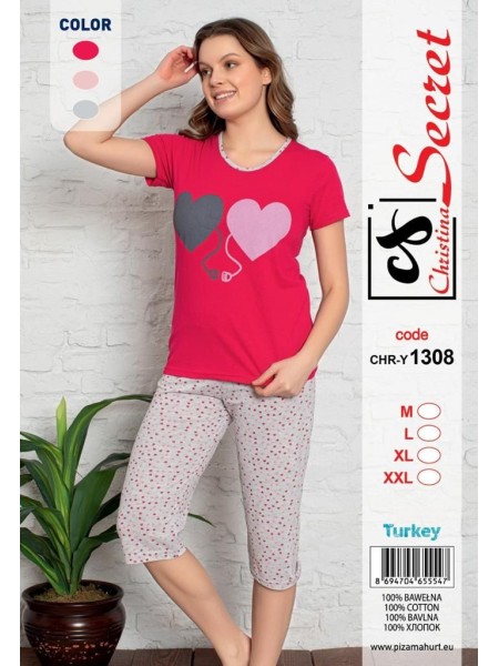 Piżama damskie tureckie , size m-2xl, paczka 12szt, mix kolor