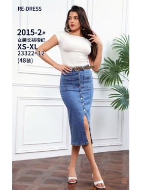 Spódnica długa jeansowa damska , size XS-XL, paczka 12szt,