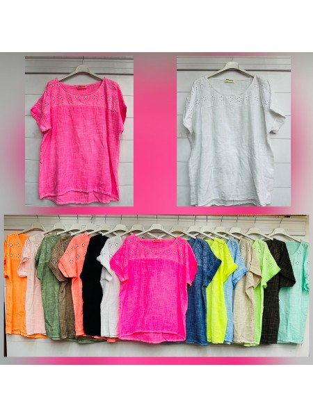 Bluzki damskie Włoskie  ,size uni,paczka 6szt ,mix kolor