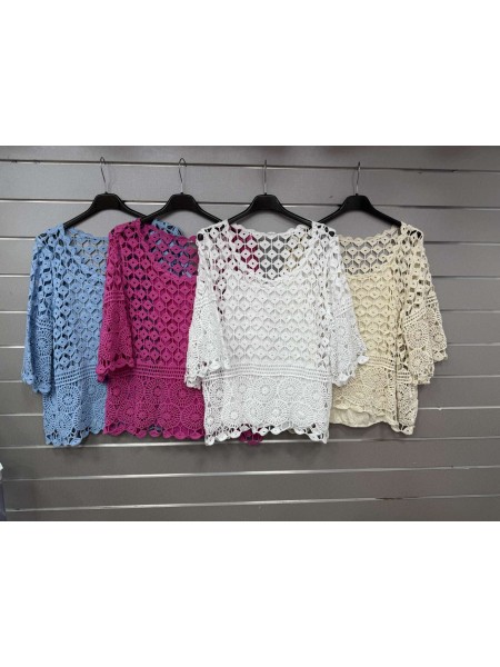 Bluzki damskie wloskie, size uni, paczka 6szt, mix kolor