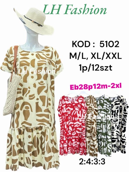 Sukienki damskie Polskie, Size m-2xl, paczka 12szt mix kolor