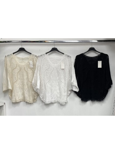 Bluzki damskie Włoskie , Size uni,paczka 6szt,mix kolor