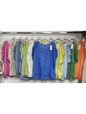 Bluzki damskie Włoskie , Size uni,paczka 6szt,mix kolor
