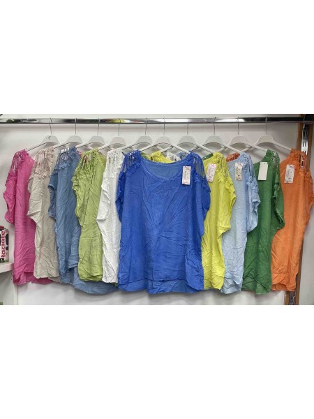 Bluzki damskie Włoskie , Size uni,paczka 6szt,mix kolor