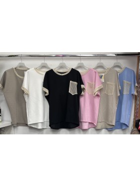Bluzki damskie Włoskie , Size uni,paczka 6szt,mix kolor
