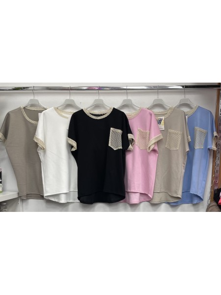 Bluzki damskie Włoskie , Size uni,paczka 6szt,mix kolor