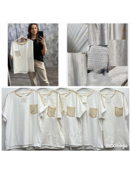 Bluzki damskie wloskie, size uni, paczka 6szt, 1 kolor