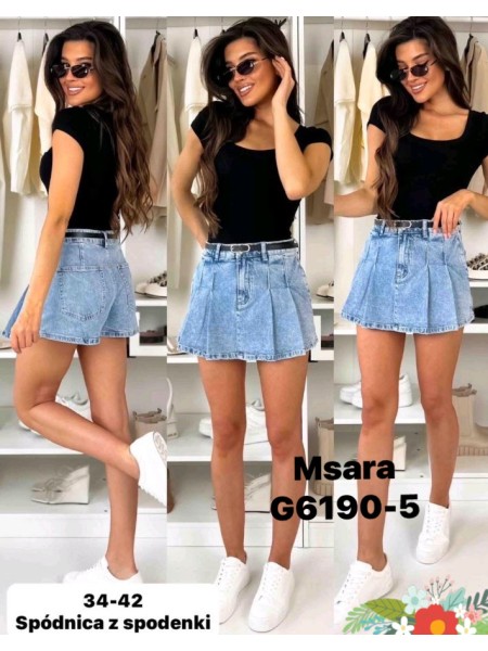 Spódnica krótka  Jeansowa damska M'sara , size 34-42, paczka 10szt,