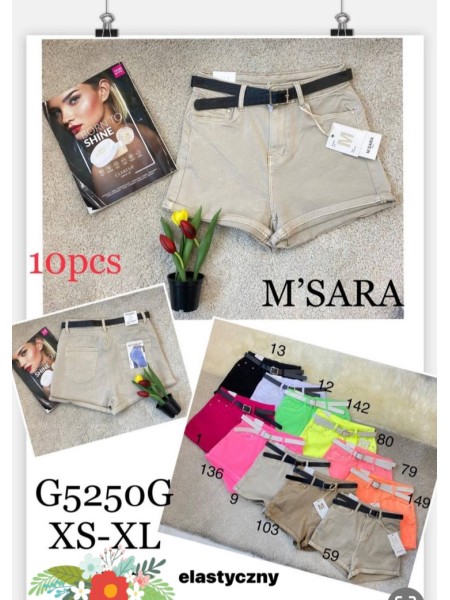 Spodenki jeansowe damskie M'sara  , size xs-xl, paczka 10szt,1 kolor
