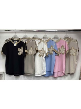 Bluzki damskie Włoskie , Size uni,paczka 6szt,mix kolor