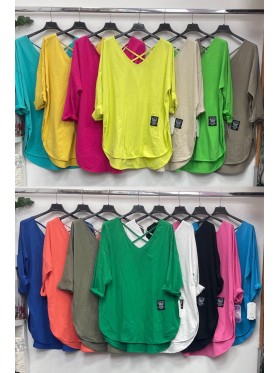 Bluzki damskie Włoskie , Size uni,paczka 6szt,mix kolor