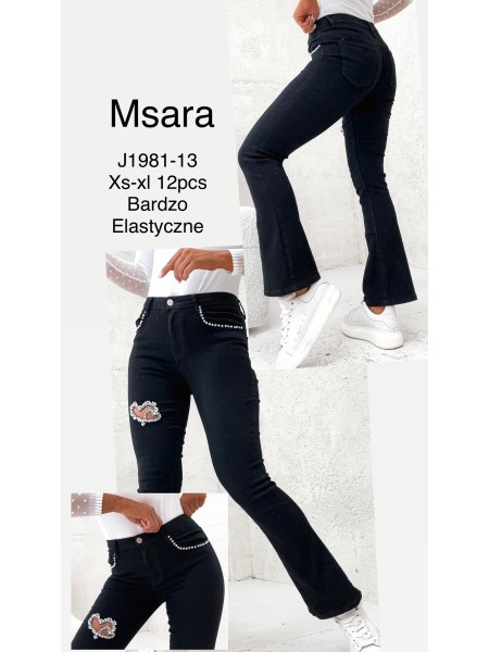 Jeansy damskie M'sara , size xs-xl, paczka 12szt,